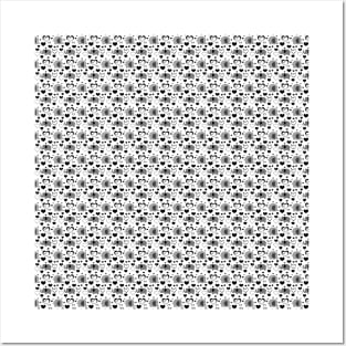 Hearts and Elephants Black and White Pattern Posters and Art